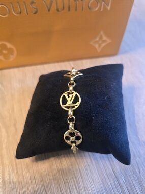 Gold Multi Logo Flora Link Bracelet